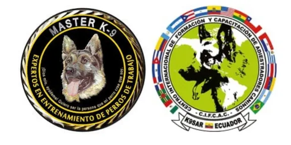 Insignias de certificación Master K-9 y del centro de formación de instructores caninos